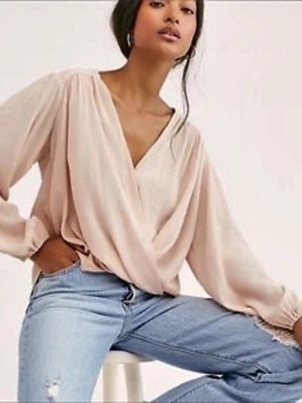 Free People Pink Wrap Blouse